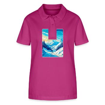 Laax Switzerland Vintage Travel Poster Souvenir - Stanley/Stella Women’s Organic Polo Shirt ELLISER - orchid Flower - Front - Luana (180cm)