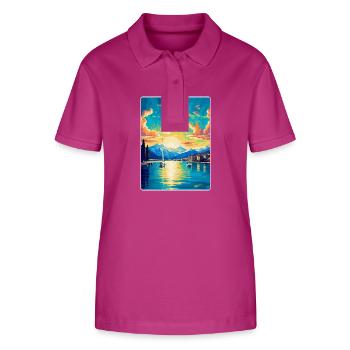 Geneva Switzerland Vintage Travel Poster Souvenir - Stanley/Stella Women’s Organic Polo Shirt ELLISER - orchid Flower - Front - Luana (180cm)