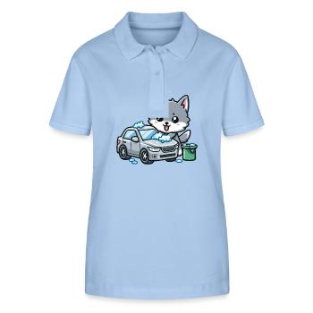 Cute wolf washes car - Stanley/Stella Women’s Organic Polo Shirt ELLISER - sky blue - Front - Luana (180cm)