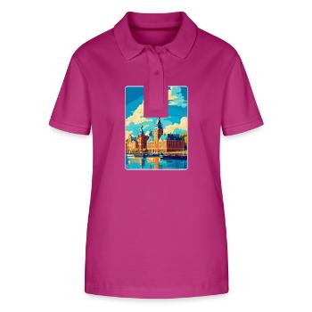 Helsingborg Schweden Vintage Reiseplakat Souvenir - Stanley/Stella Frauen Bio-Poloshirt ELLISER - Orchidee - Vorne - Luana (180cm)