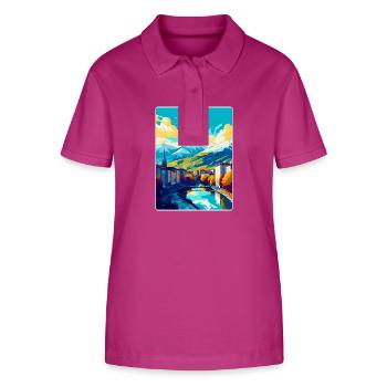 Grenoble France Affiche de voyage vintage Souvenir WPA - Polo bio ELLISER Stanley/Stella Femme - mauve orchidée - Devant - Luana (180cm)