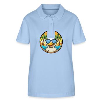 Ente Lustige Cartoon Sommer Strand Sonnenbrille Aufkleber - Stanley/Stella Frauen Bio-Poloshirt ELLISER - sky Blue - Vorne - Luana (180cm)
