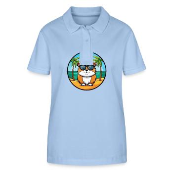 Meerschweinchen Lustige Cartoon Sommer Strand Sonnenbrille - Stanley/Stella Frauen Bio-Poloshirt ELLISER - sky Blue - Vorne - Luana (180cm)