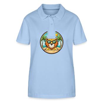 Löwe Lustige Cartoon Sommer Strand Sonnenbrille Aufkleber - Stanley/Stella Frauen Bio-Poloshirt ELLISER - sky Blue - Vorne - Luana (180cm)
