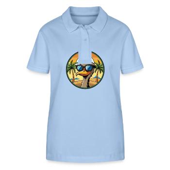 Emu Lustige Cartoon Sommer Strand Sonnenbrille Aufkleber - Stanley/Stella Frauen Bio-Poloshirt ELLISER - sky Blue - Vorne - Luana (180cm)