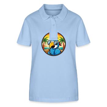 Papagei Lustige Cartoon Sommer Strand Sonnenbrille Cool - Stanley/Stella Frauen Bio-Poloshirt ELLISER - sky Blue - Vorne - Luana (180cm)