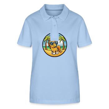 Pony Lustige Cartoon Sommer Strand Sonnenbrille Aufkleber - Stanley/Stella Frauen Bio-Poloshirt ELLISER - sky Blue - Vorne - Luana (180cm)