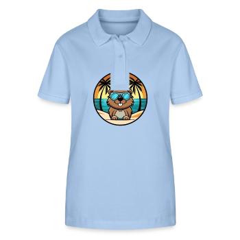 Biber Lustige Cartoon Sommer Strand Sonnenbrille Cool - Stanley/Stella Frauen Bio-Poloshirt ELLISER - sky Blue - Vorne - Luana (180cm)