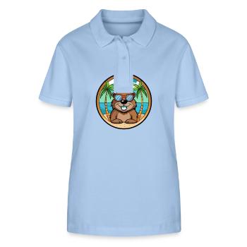 Biber Lustige Cartoon Sommer Strand Sonnenbrille Cool - Stanley/Stella Frauen Bio-Poloshirt ELLISER - sky Blue - Vorne - Luana (180cm)