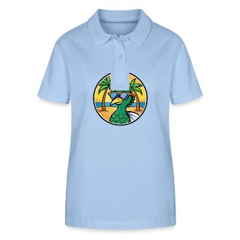Pfau Lustige Cartoon Sommer Strand Sonnenbrille Cool - Stanley/Stella Frauen Bio-Poloshirt ELLISER - sky Blue - Vorne - Luana (180cm)