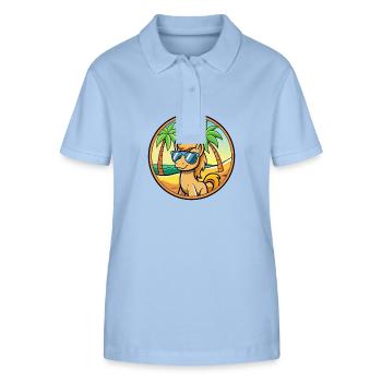 Pony Lustige Cartoon Sommer Strand Sonnenbrille Aufkleber - Stanley/Stella Frauen Bio-Poloshirt ELLISER - sky Blue - Vorne - Luana (180cm)