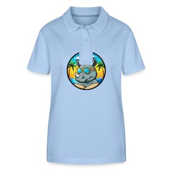 Rhino Funny Cartoon Summer Beach Sunglasses Cool - Stanley/Stella Women’s Organic Polo Shirt ELLISER - sky blue - Front - Luana (180cm)