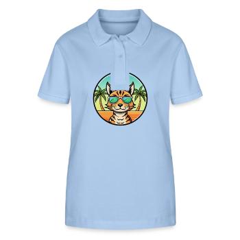 Ocicat Breed Cartoon Sonnenbrille Strand - Stanley/Stella Frauen Bio-Poloshirt ELLISER - sky Blue - Vorne - Luana (180cm)