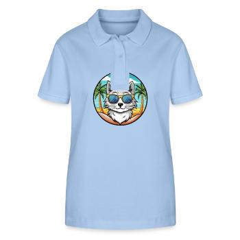 Turkish Angora Cat Breed Cartoon Sunglasses Beach - Stanley/Stella Women’s Organic Polo Shirt ELLISER - sky blue - Front - Luana (180cm)