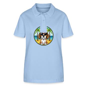 Beagle Harrier Chien Race Dessin Animé Lunettes de soleil Plage - Polo bio ELLISER Stanley/Stella Femme - bleu ciel - Devant - Luana (180cm)