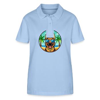 German Shepherd Dog Breed Cartoon Sunglasses Beach - Stanley/Stella Women’s Organic Polo Shirt ELLISER - sky blue - Front - Luana (180cm)