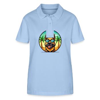 German Shepherd Dog Breed Cartoon Sunglasses Beach - Stanley/Stella Women’s Organic Polo Shirt ELLISER - sky blue - Front - Luana (180cm)