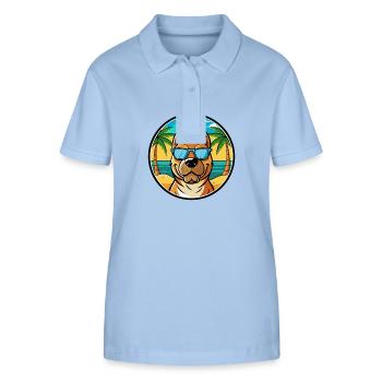 Perro De Presa Canario Hunderasse Cartoon Strand - Stanley/Stella Frauen Bio-Poloshirt ELLISER - sky Blue - Vorne - Luana (180cm)