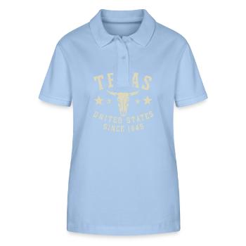 Texas, United States Since 1845 USA America - Stanley/Stella Women’s Organic Polo Shirt ELLISER - sky blue - Front - Luana (180cm)