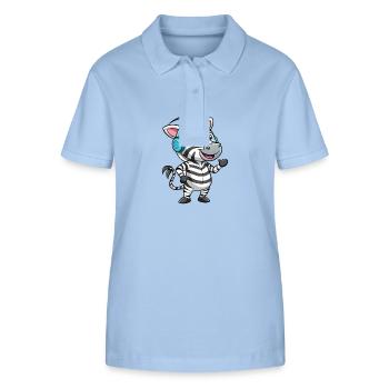 Zebra Lustige Zeichentrickfigur Kopfhörer Musik - Stanley/Stella Frauen Bio-Poloshirt ELLISER - sky Blue - Vorne - Luana (180cm)