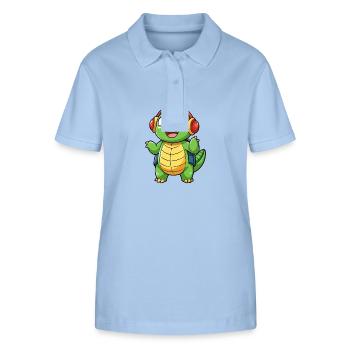 Schildkröte Lustige Zeichentrickfigur Kopfhörer Musik - Stanley/Stella Frauen Bio-Poloshirt ELLISER - sky Blue - Vorne - Luana (180cm)