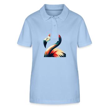 flamant rose dessin animé personnage animal de compagnie coloré - Polo bio ELLISER Stanley/Stella Femme - bleu ciel - Devant - Luana (180cm)