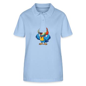Papagei Lustige Zeichentrickfigur Kopfhörer Musik - Stanley/Stella Frauen Bio-Poloshirt ELLISER - sky Blue - Vorne - Luana (180cm)