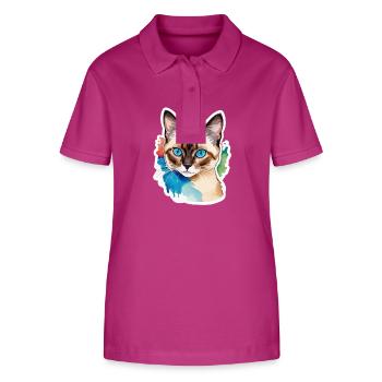 Siamkatze Wasserfarben - Stanley/Stella Frauen Bio-Poloshirt ELLISER - Orchidee - Vorne - Luana (180cm)