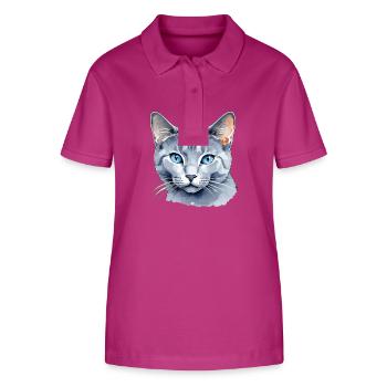 Chat bleu russe Aquarelle - Polo bio ELLISER Stanley/Stella Femme - mauve orchidée - Devant - Luana (180cm)