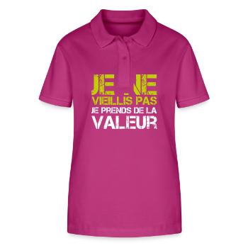 Ich werde nicht alt, ich steigere meinen Wert - Stanley/Stella Frauen Bio-Poloshirt ELLISER - Orchidee - Vorne - Luana (180cm)