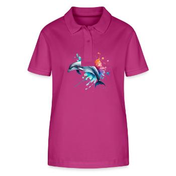 Lebendiger Delfin in Aquarell, Ozean - Stanley/Stella Frauen Bio-Poloshirt ELLISER - Orchidee - Vorne - Luana (180cm)