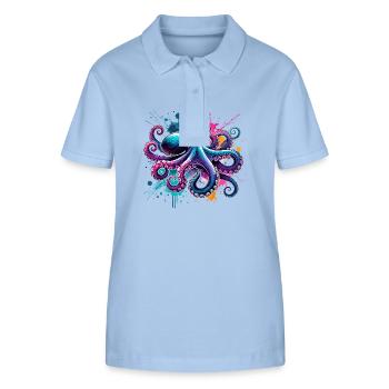 Colorful watercolor octopus - Stanley/Stella Women’s Organic Polo Shirt ELLISER - sky blue - Front - Luana (180cm)