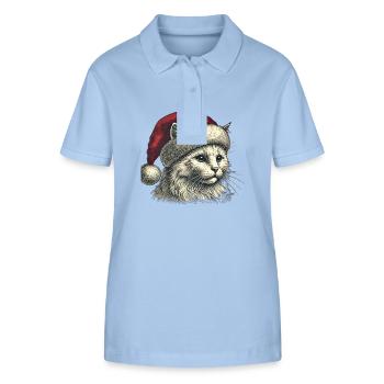 Chat de Noël - Polo bio ELLISER Stanley/Stella Femme - bleu ciel - Devant - Luana (180cm)