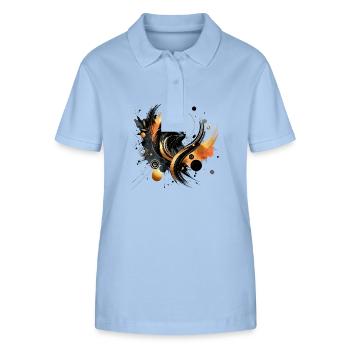 Schwarze Katze, Schwarze Katze Aquarell - Stanley/Stella Frauen Bio-Poloshirt ELLISER - sky Blue - Vorne - Luana (180cm)