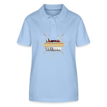Arthur als Bowling - Stanley/Stella Frauen Bio-Poloshirt ELLISER - sky Blue - Vorne - Luana (180cm)