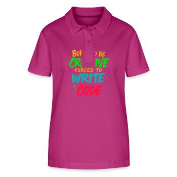 Geboren, um kreativ zu sein Gezwungen, Code zu schreiben T-Shirt - Stanley/Stella Frauen Bio-Poloshirt ELLISER - Orchidee - Vorne - Luana (180cm)