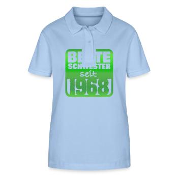 Schwester 1968 - Stanley/Stella Frauen Bio-Poloshirt ELLISER - sky Blue - Vorne - Luana (180cm)