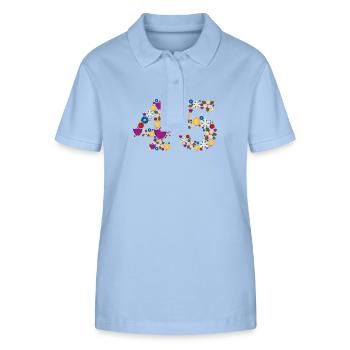 Fleurs 45 - Polo bio ELLISER Stanley/Stella Femme - bleu ciel - Devant - Luana (180cm)