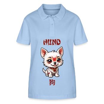 Chien - Astrologie - Polo bio ELLISER Stanley/Stella Femme - bleu ciel - Devant - Luana (180cm)