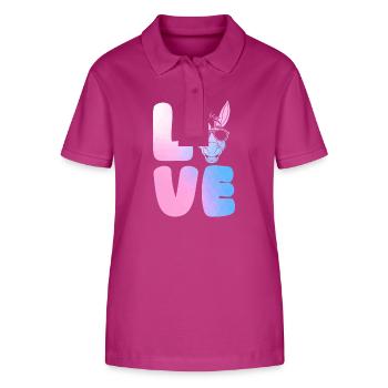 Esel - Stanley/Stella Frauen Bio-Poloshirt ELLISER - Orchidee - Vorne - Luana (180cm)