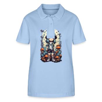 Aventure psychédélique Anime Forêt Champignon Design - Polo bio ELLISER Stanley/Stella Femme - bleu ciel - Devant - Luana (180cm)