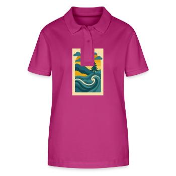 Retro Waves of Freedom - Stanley/Stella Frauen Bio-Poloshirt ELLISER - Orchidee - Vorne - Luana (180cm)
