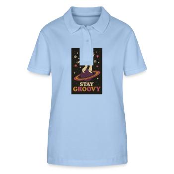 Groovy Galaxy – Tanz auf Saturn - Stanley/Stella Frauen Bio-Poloshirt ELLISER - sky Blue - Vorne - Luana (180cm)