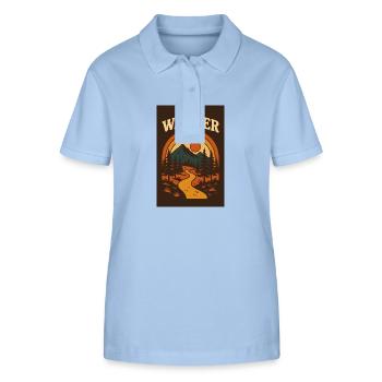 Wanderlust – Retro Pfad ins Abenteuer - Stanley/Stella Frauen Bio-Poloshirt ELLISER - sky Blue - Vorne - Luana (180cm)