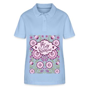 Be-My-Valentine, dicton romantique, Saint-Valentin - Polo bio ELLISER Stanley/Stella Femme - bleu ciel - Devant - Luana (180cm)