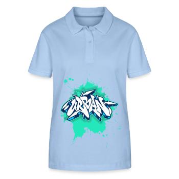 Graffiti urbain, style grunge, graffiti grunge - Polo bio ELLISER Stanley/Stella Femme - bleu ciel - Devant - Luana (180cm)