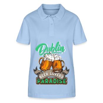 Irland, Dublin, St-Patricks-Day Biertrinker Spruch - Stanley/Stella Frauen Bio-Poloshirt ELLISER - sky Blue - Vorne - Luana (180cm)