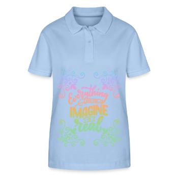 Motivationsspruch, inspirierend, Regenbogen - Stanley/Stella Frauen Bio-Poloshirt ELLISER - sky Blue - Vorne - Luana (180cm)