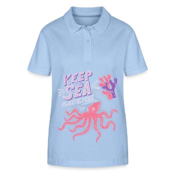 Ocean, Sea, Octopus, Marine Conservation - Stanley/Stella Women’s Organic Polo Shirt ELLISER - sky blue - Front - Luana (180cm)
