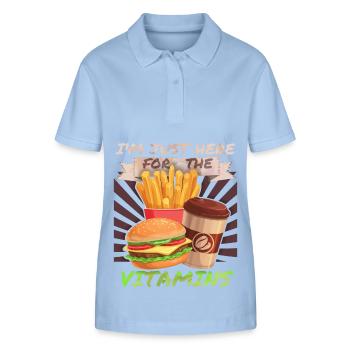 Junk-Food, Fast Food, Hamburger lustiger Spruch - Stanley/Stella Frauen Bio-Poloshirt ELLISER - sky Blue - Vorne - Luana (180cm)